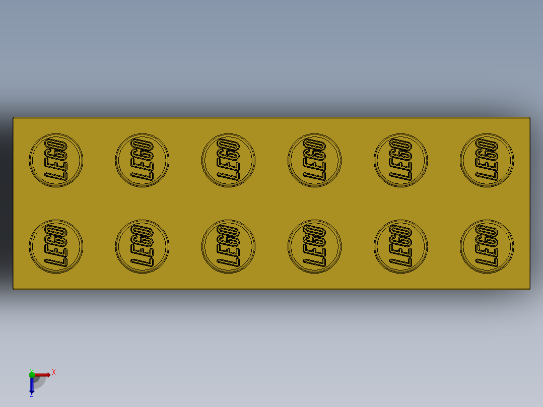 乐高套装 4421基本积木-4181143 - 2456 - 44237 Bright Yellow Brick 2 x 6.SLDPRT俯视图