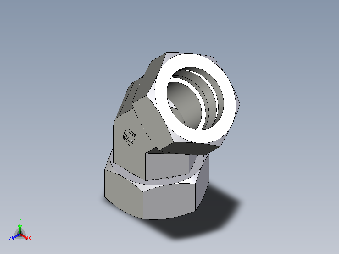 卡套式工业通用硬管接头EO_Swivel_nut_45_deg_elbow_EV42L71主视图
