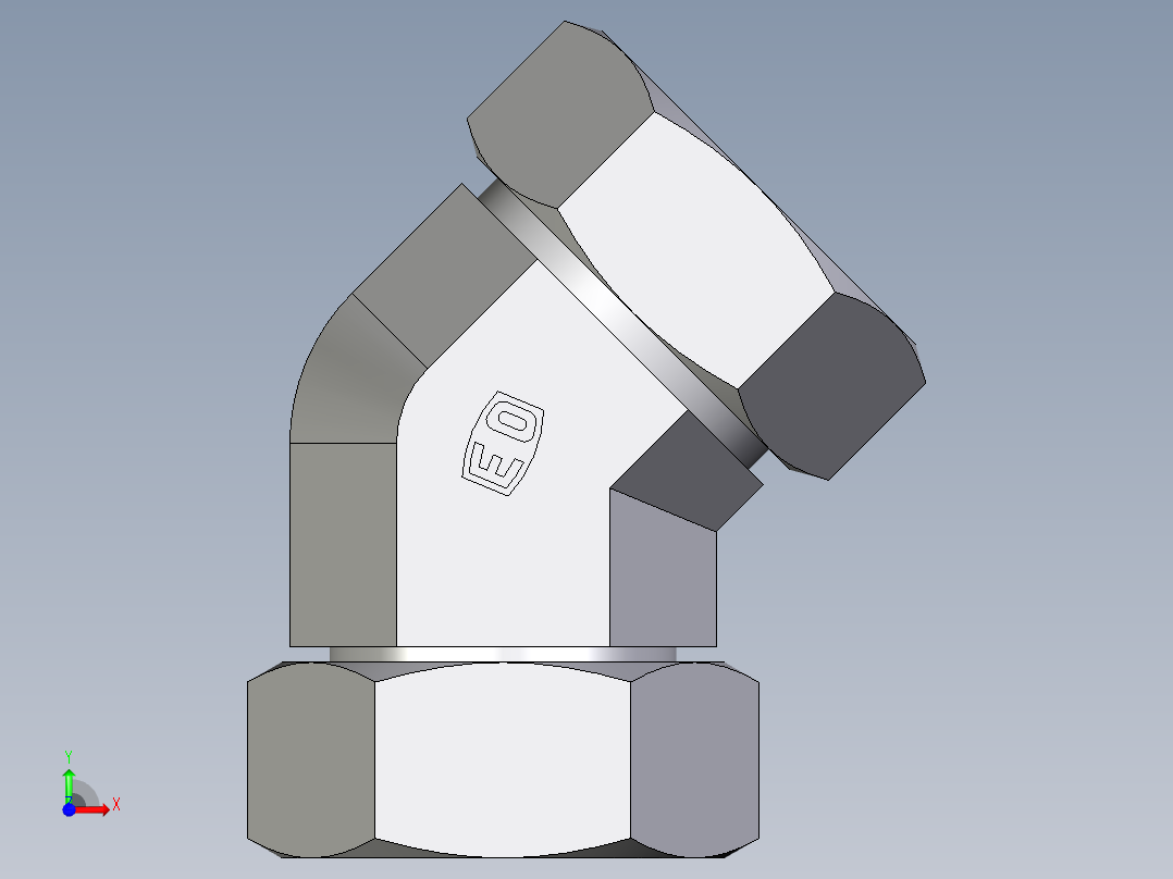 卡套式工业通用硬管接头EO_Swivel_nut_45_deg_elbow_EV42L71前视图