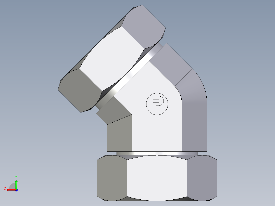 卡套式工业通用硬管接头EO_Swivel_nut_45_deg_elbow_EV42L71后视图