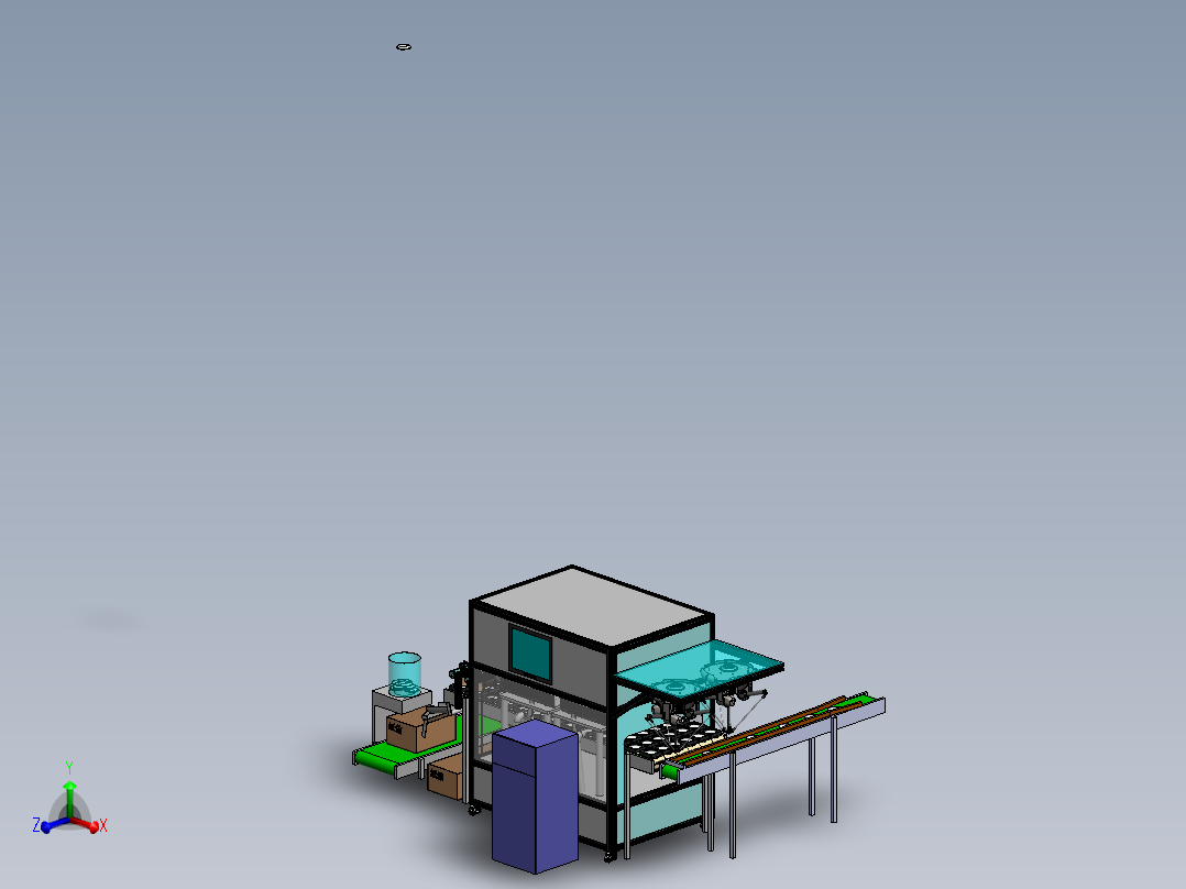 双机械手抓料激光打码出料机sw18可编辑主视图