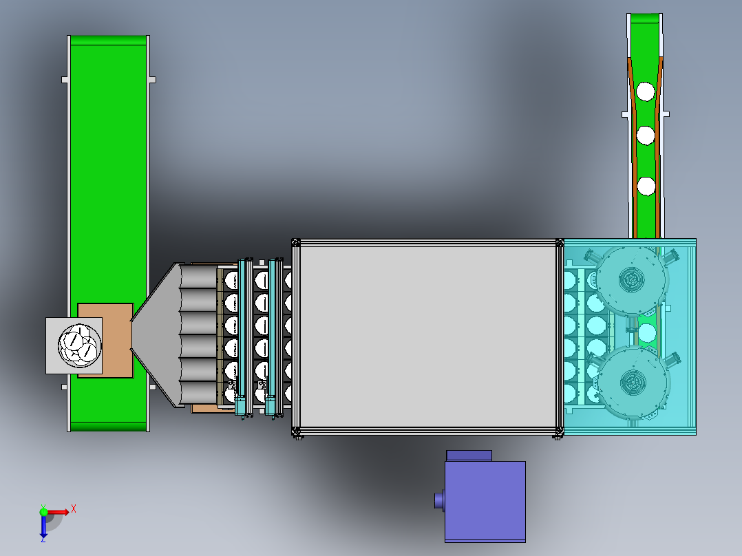 双机械手抓料激光打码出料机sw18可编辑俯视图