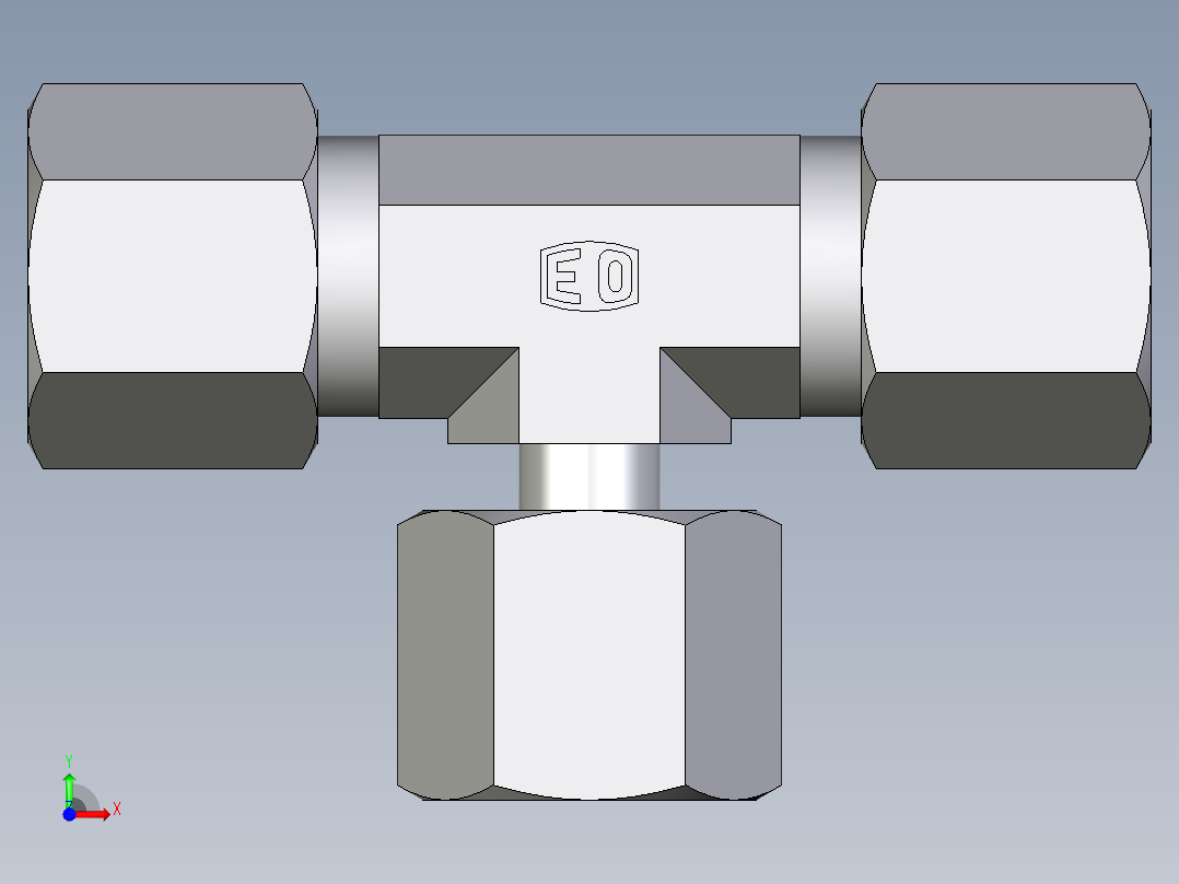 卡套式工业通用硬管接头EO_Standpipe_branch_tee_EVT08S71前视图