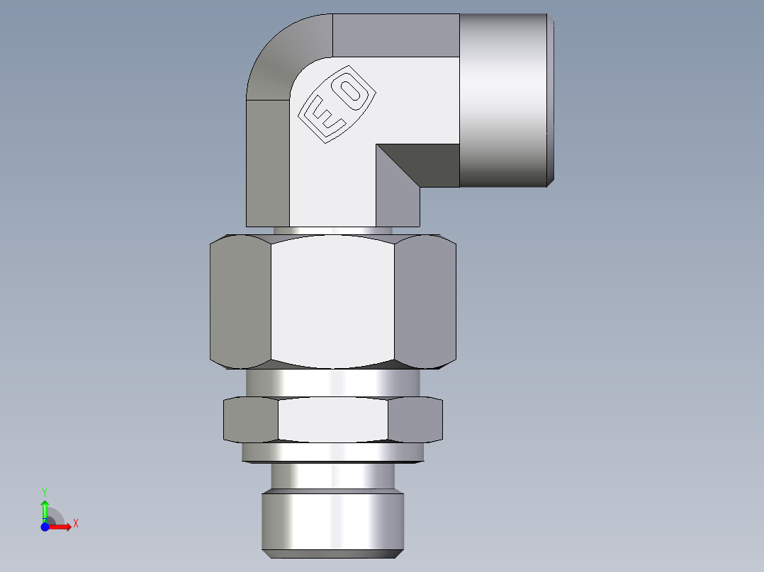 卡套式工业通用硬管接头EO_Assembled_adjustable_standpipe_elbow_EVW15LMOMD71前视图