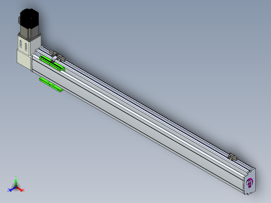 同步带滑台-半封闭B10-L90-S900-R-P40-D3正等轴测图