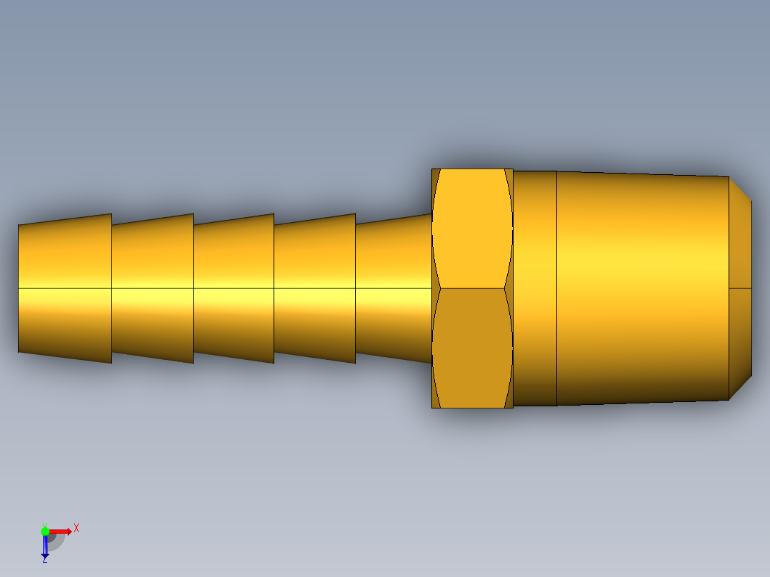 倒齿式工业管接头Hose Barb to Male Pipe 125HBL-5-4俯视图