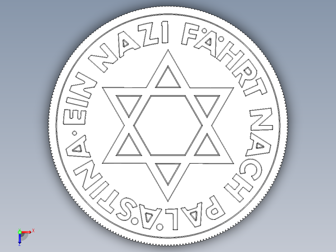 纳粹犹太复国主义纪念币俯视图