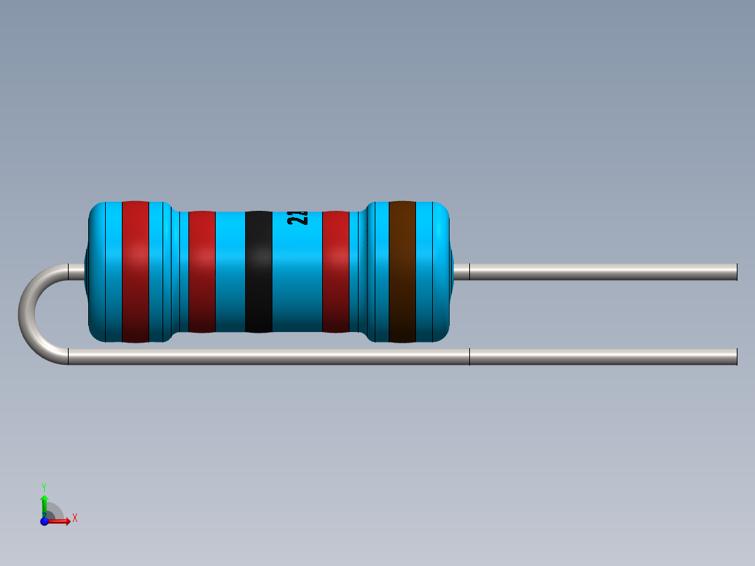 电容器 二极管 电阻器-Resistor Vertical 22K Ohm 1W前视图