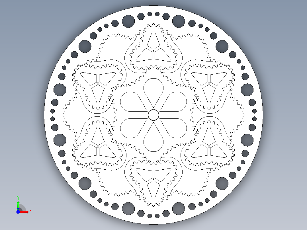 异形行星齿轮拼装结构3D图纸 多种格式前视图