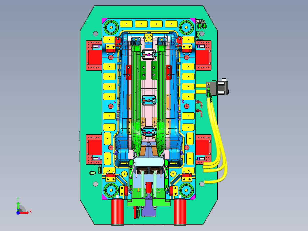 蔚来汽车A柱1+1塑胶模具前视图
