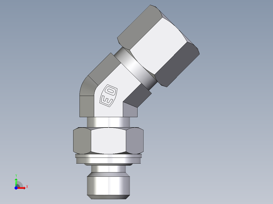 卡套式工业通用硬管接头EO_Adjustable_locknut_45_deg_elbow_VEE08ZLMCF前视图