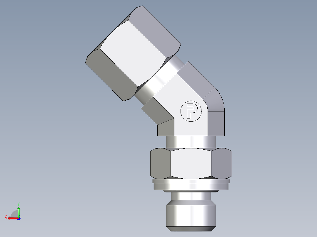卡套式工业通用硬管接头EO_Adjustable_locknut_45_deg_elbow_VEE08ZLMCF后视图