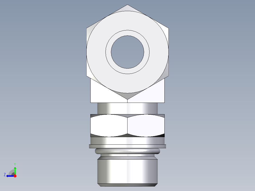 卡套式工业通用硬管接头EO_Adjustable_locknut_branch_tee_TEE16SMORCF右视图