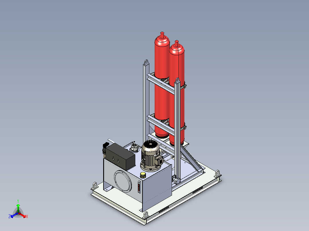 带蓄能器的液压动力主视图