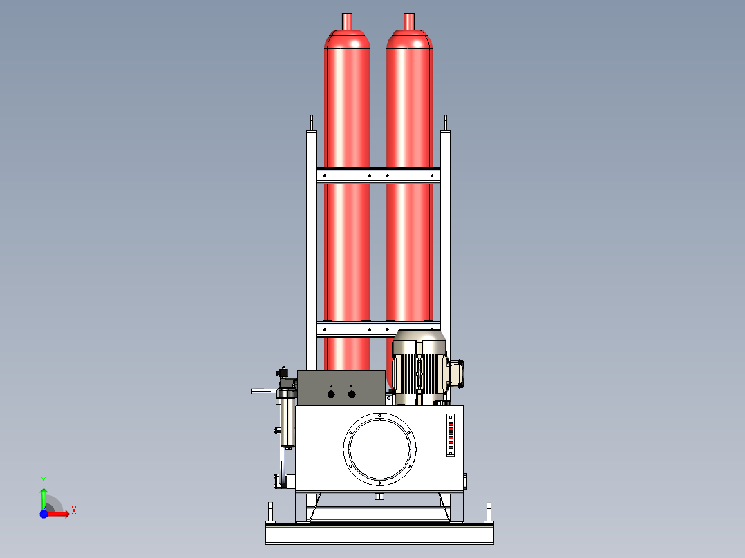 带蓄能器的液压动力前视图