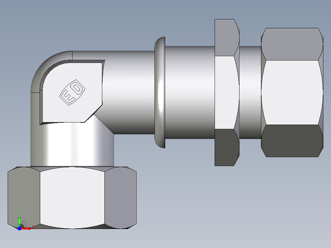 卡套式工业通用硬管接头EO_Bulkhead_elbow_WSV22ZL71前视图