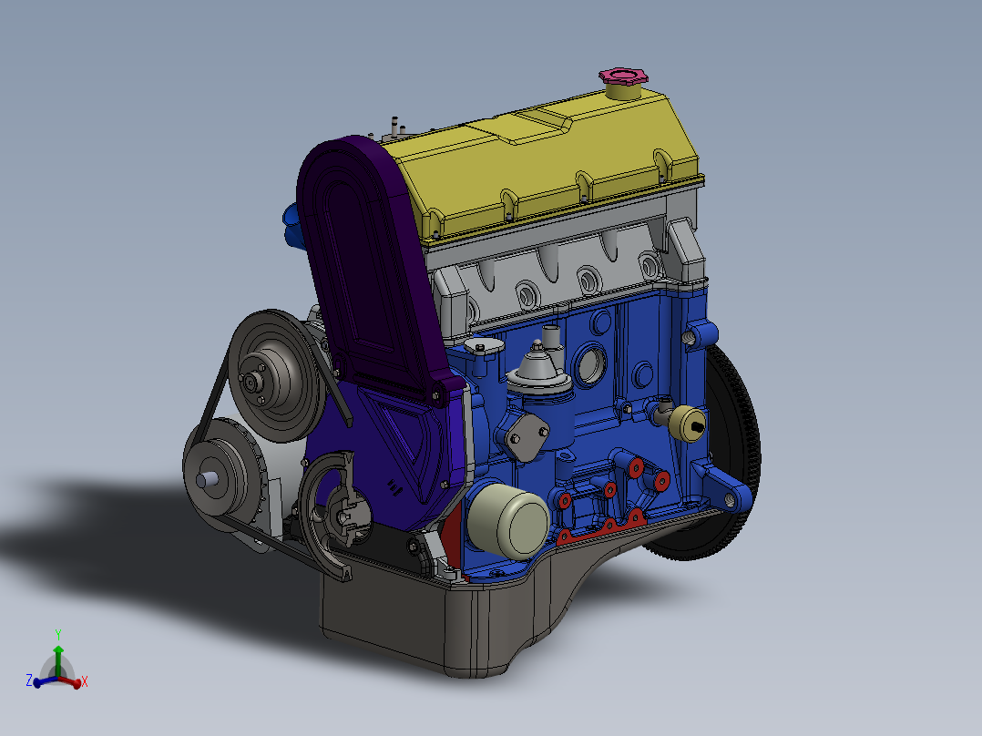 Lada VAZ 2101-2107汽车发动机主视图