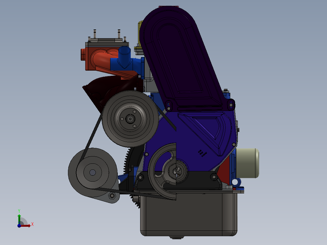 Lada VAZ 2101-2107汽车发动机前视图