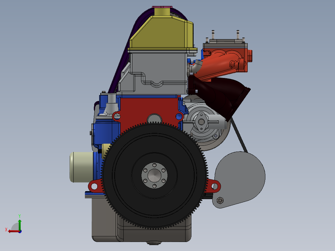 Lada VAZ 2101-2107汽车发动机后视图