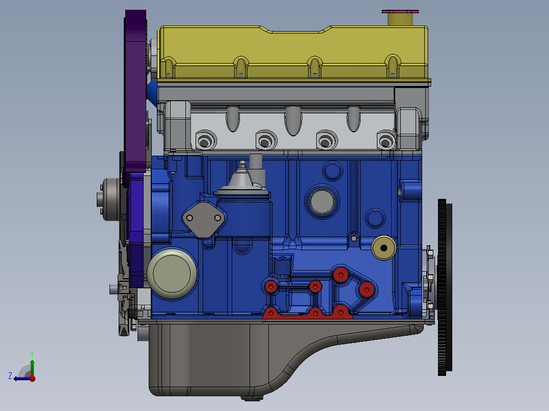 Lada VAZ 2101-2107汽车发动机右视图