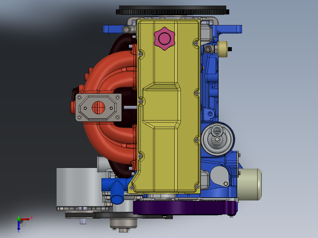 Lada VAZ 2101-2107汽车发动机俯视图