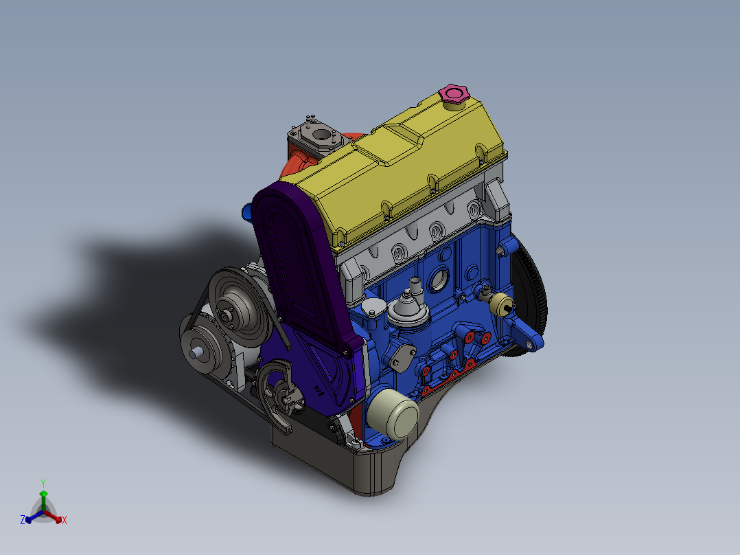 Lada VAZ 2101-2107汽车发动机正等轴测图