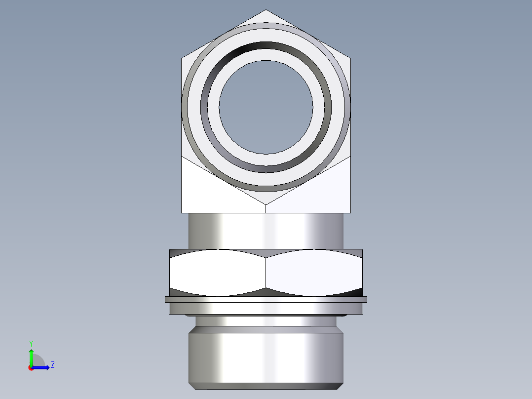卡套式工业通用硬管接头EO_Adjustable_locknut_branch_tee_TEE25SMOMDCF左视图