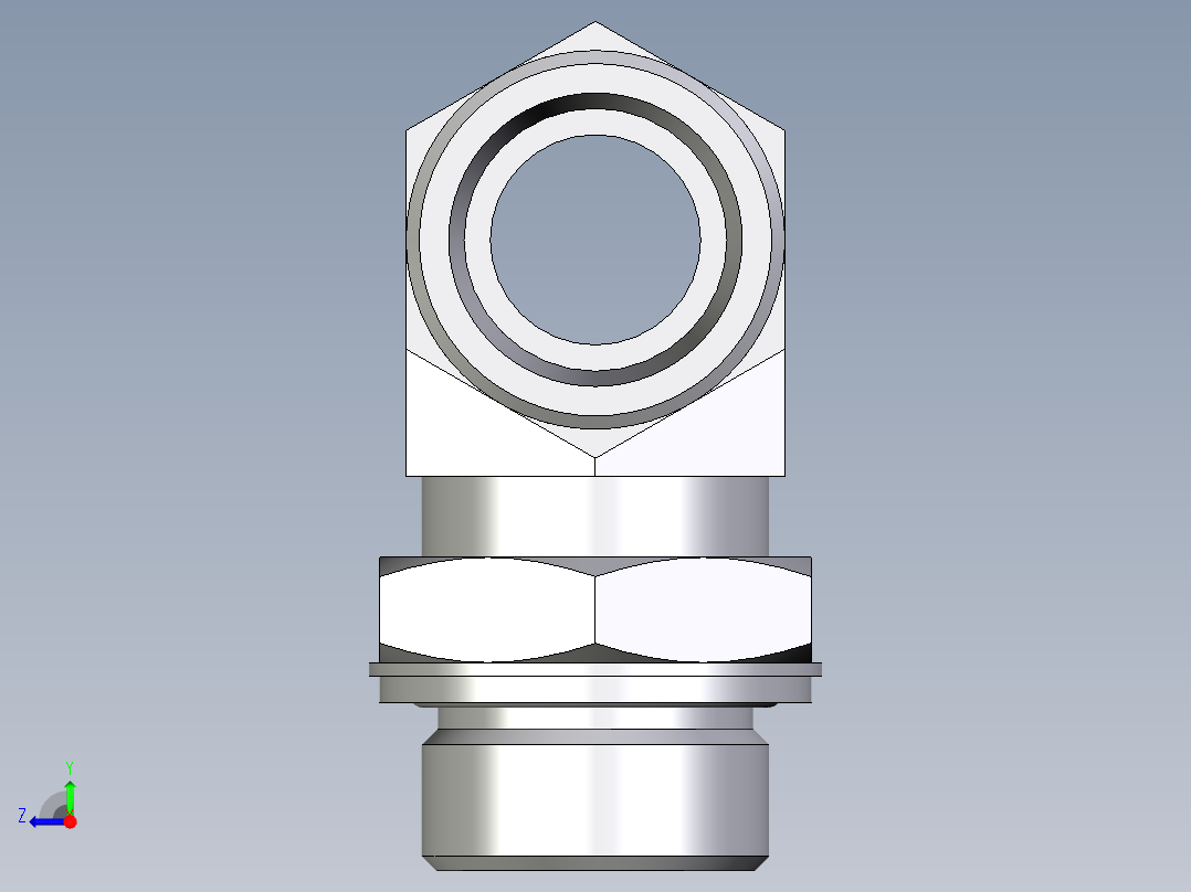 卡套式工业通用硬管接头EO_Adjustable_locknut_branch_tee_TEE25SMOMDCF右视图