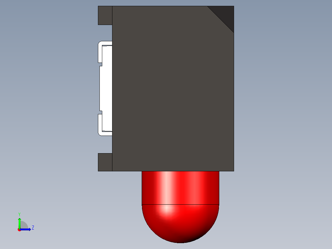 LED贴片3毫米角，颜色为红色、绿色和黄色左视图