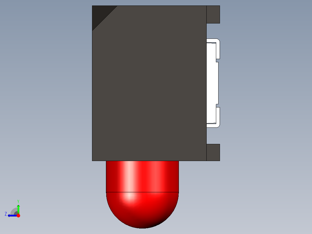 LED贴片3毫米角，颜色为红色、绿色和黄色右视图