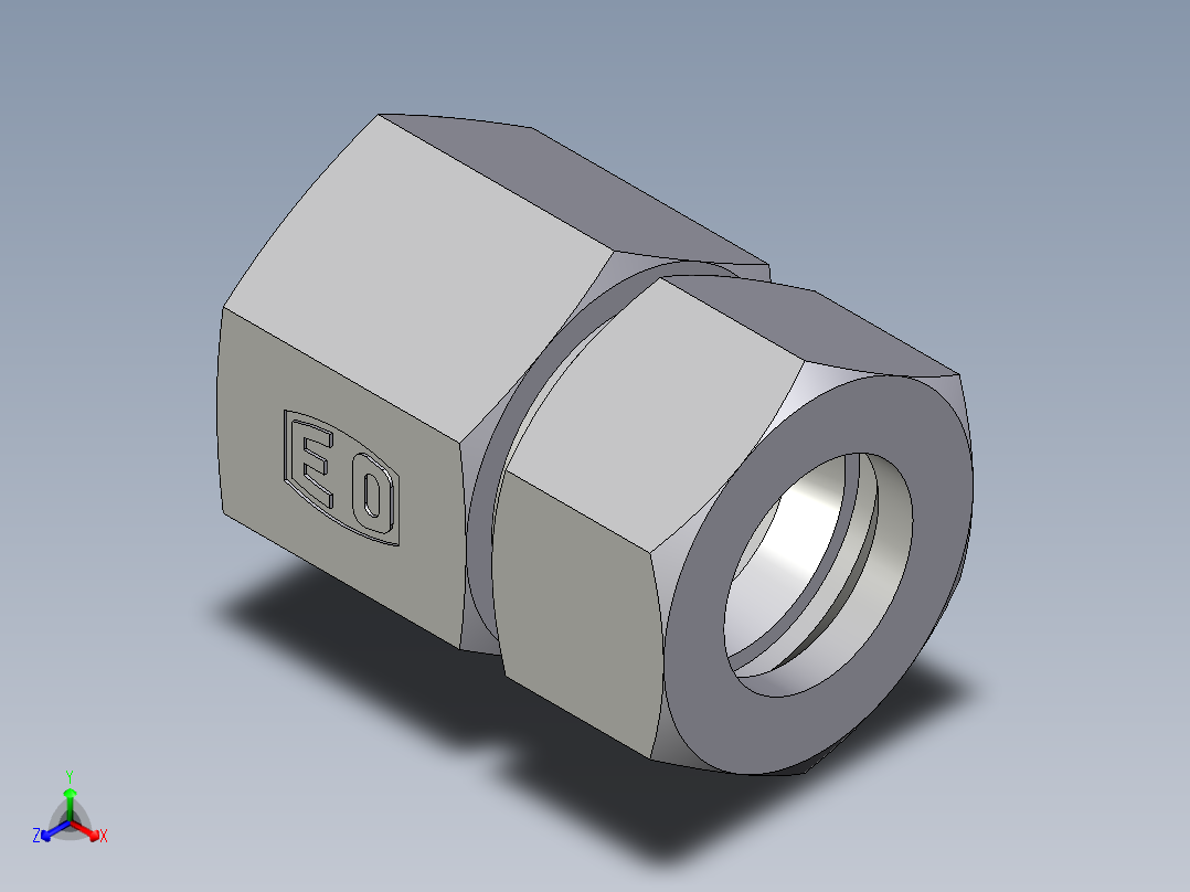卡套式工业通用硬管接头EO_Swivel_connector_GAI22ZLRCF正等轴测图