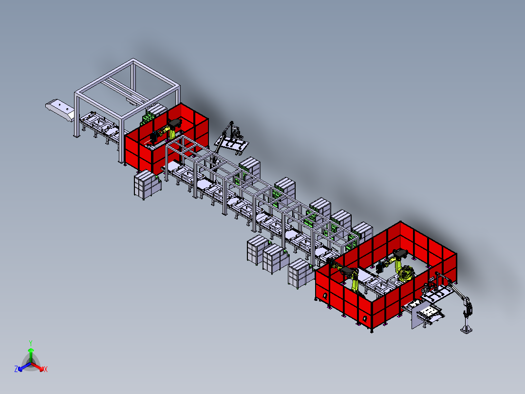 电池集成线 半自动装配线step主视图