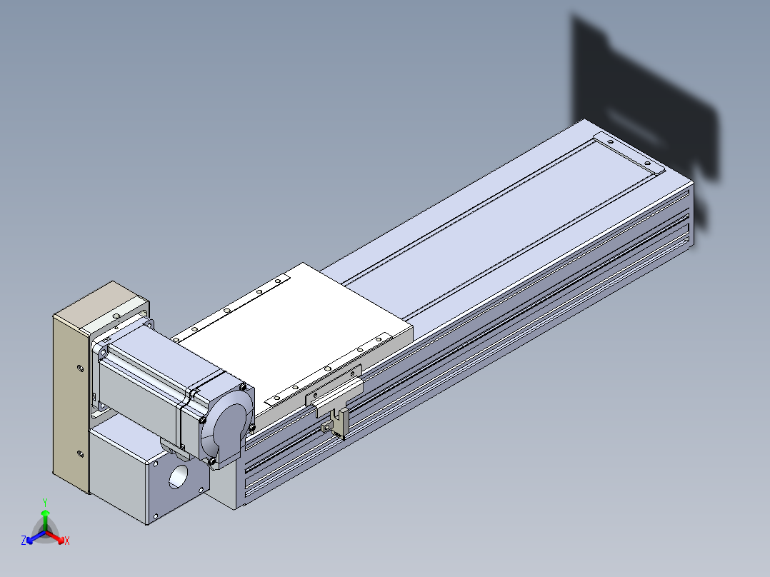 同步带全封闭直线模组TPA-HCB-120D-90-L250-LU-Y-P40-N3正等轴测图