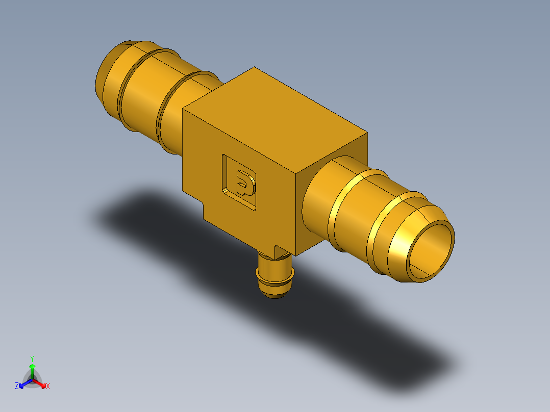 工业通用螺蚊管倒齿式工业硬管接头Union Tee Combination Sizes 224-6-6-5_32主视图
