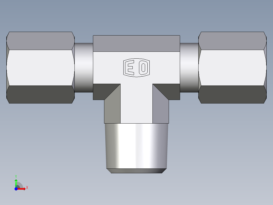 卡套式工业通用硬管接头EO_Male_stud_run_tee_TE04LLR71前视图