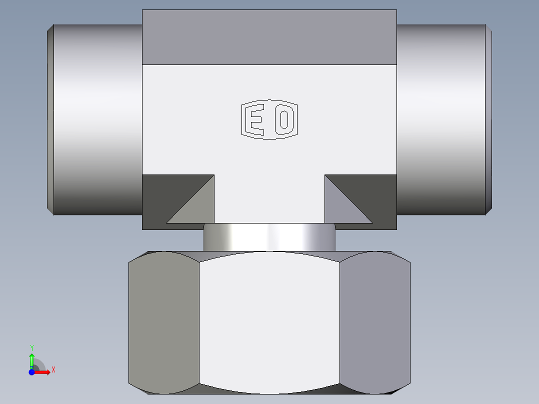 卡套式工业通用硬管接头EO_Standpipe_branch_tee_EVT25SOMDCF前视图