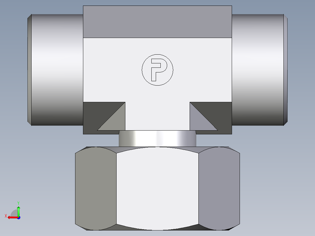 卡套式工业通用硬管接头EO_Standpipe_branch_tee_EVT25SOMDCF后视图