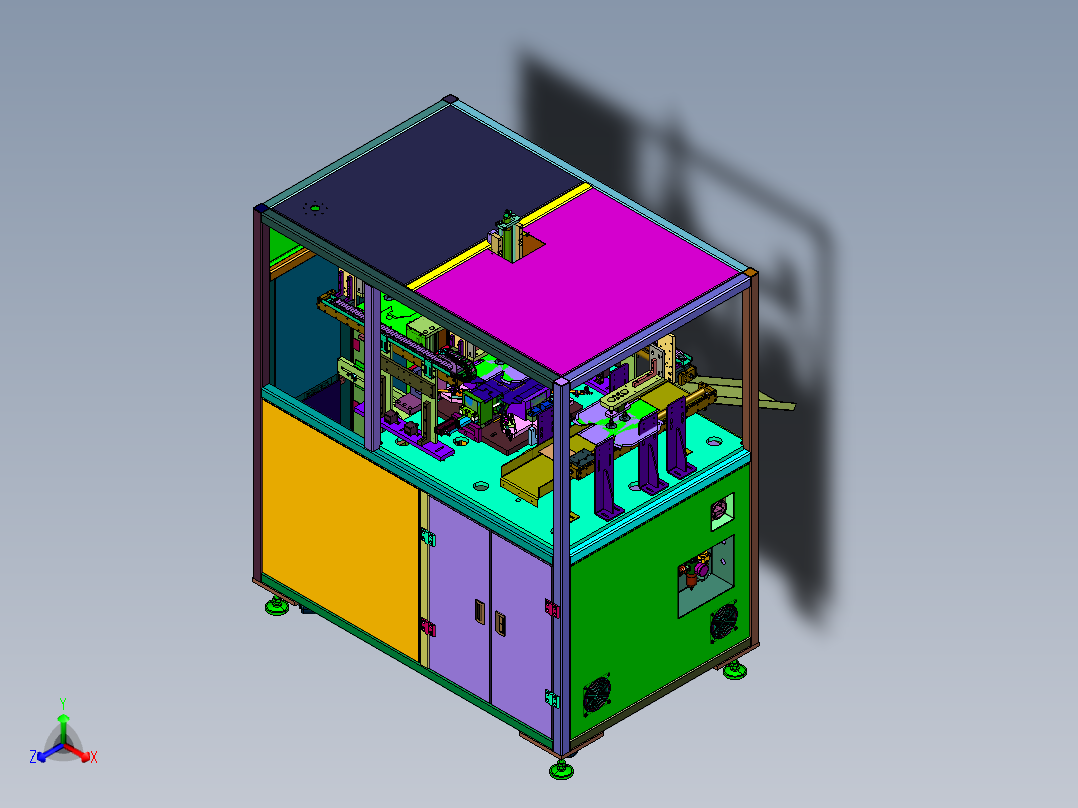 工业包装流水线折盒机正等轴测图