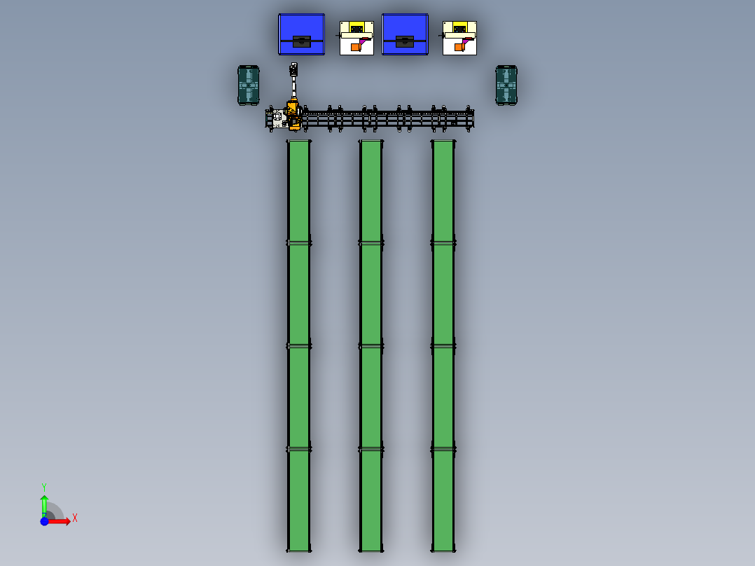 立式激光打标机设备与机械手组合前视图