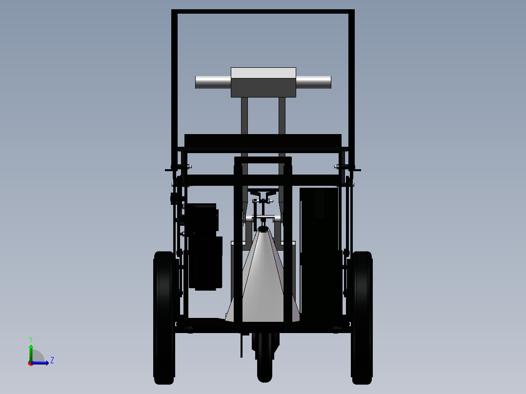 可折叠老年电动代步车三轮车设计含三维SW模型=1249524=500左视图