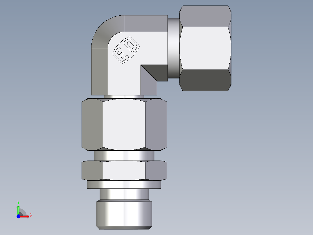卡套式工业通用硬管接头EO_Assembled_adjustable_standpipe_elbow_EVW12LR71前视图