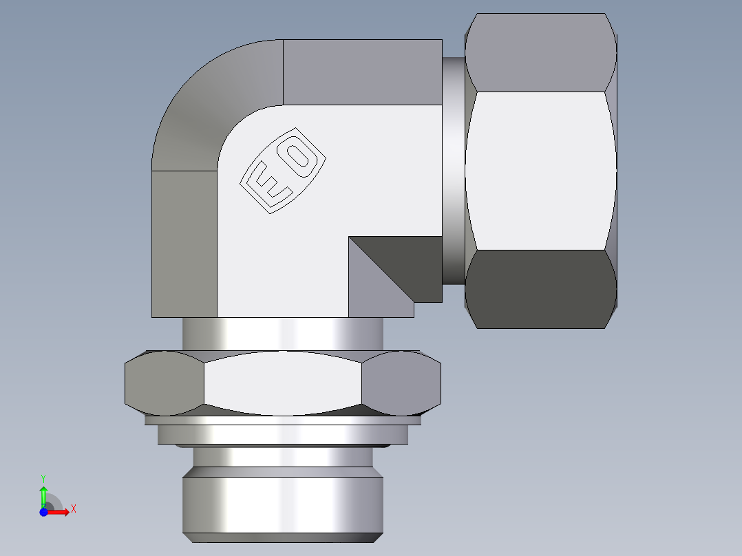卡套式工业通用硬管接头EO_Adjustable_Locknut_elbow_WEE22ZLRCF前视图