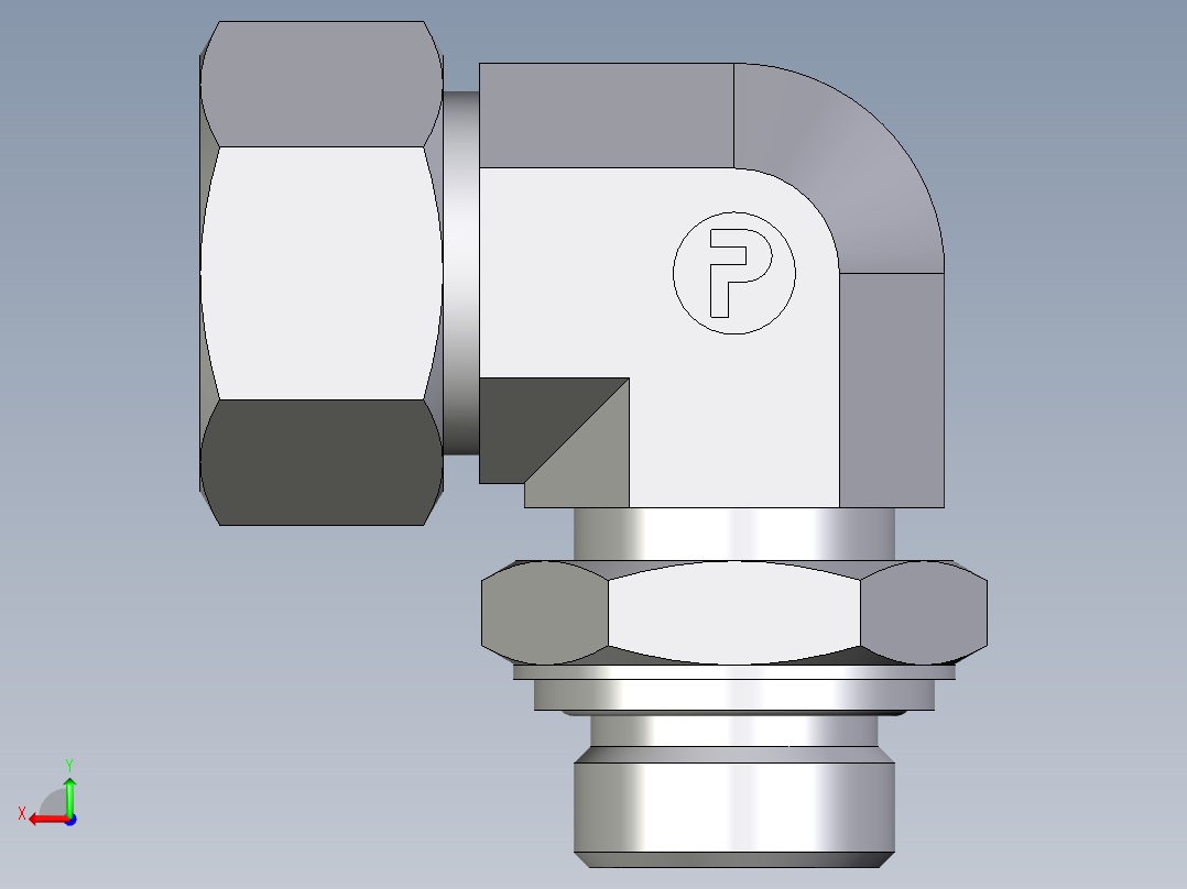 卡套式工业通用硬管接头EO_Adjustable_Locknut_elbow_WEE22ZLRCF后视图