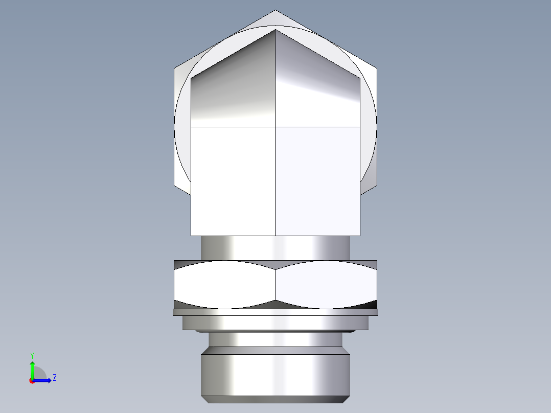 卡套式工业通用硬管接头EO_Adjustable_Locknut_elbow_WEE22ZLRCF左视图