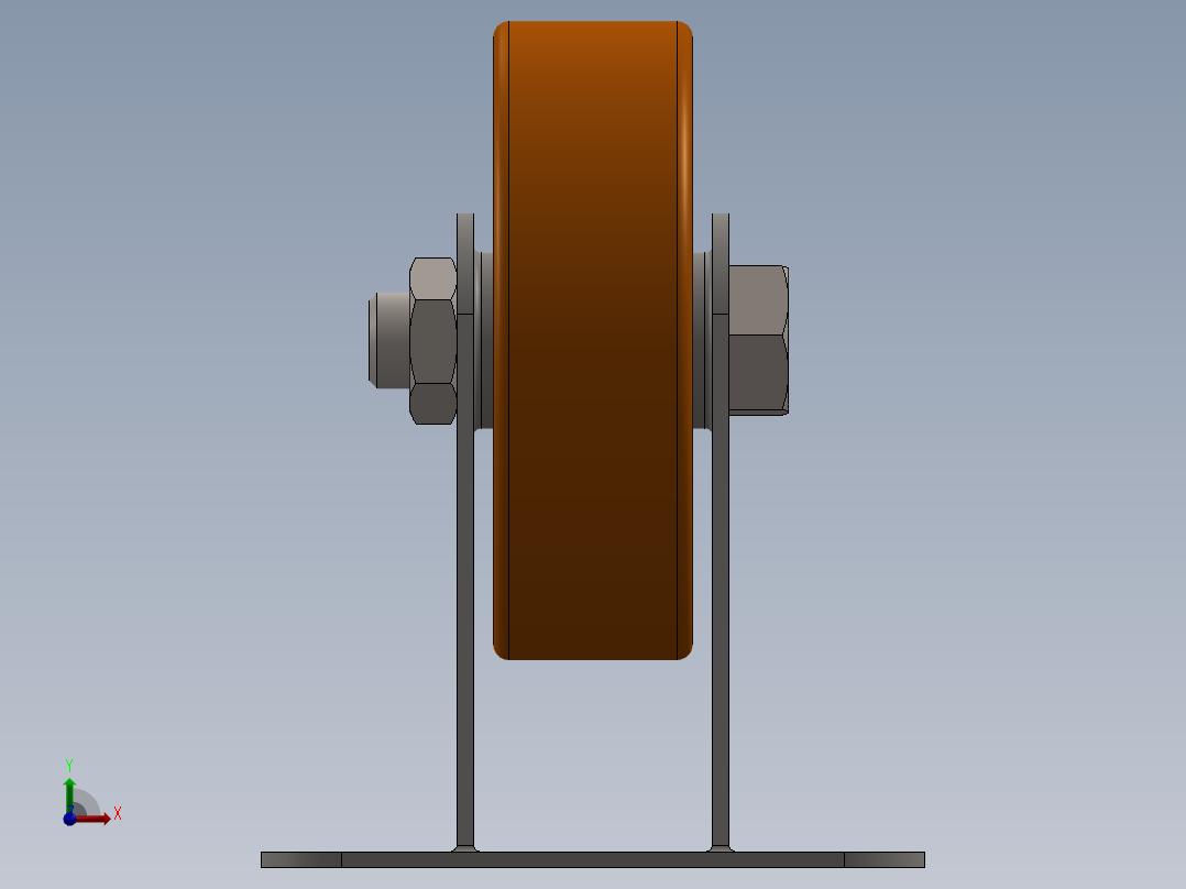 固定脚轮前视图