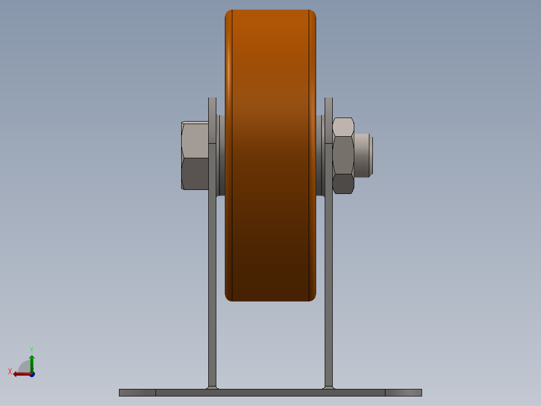 固定脚轮后视图