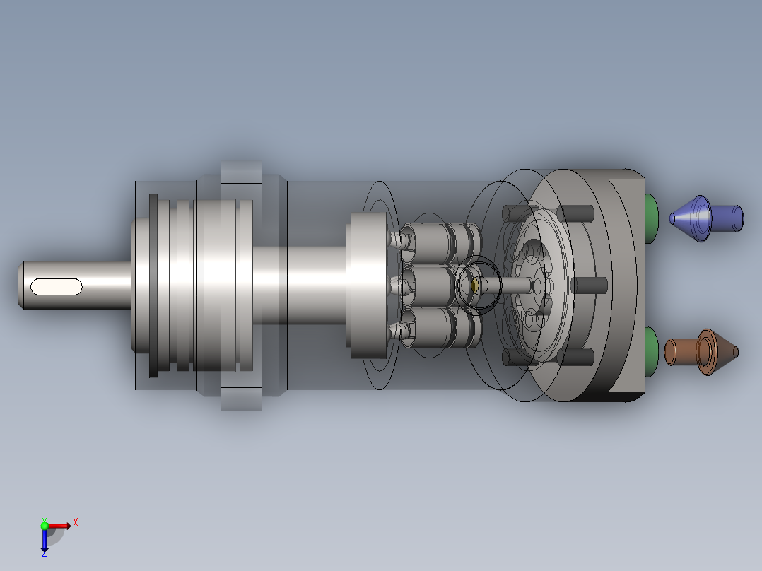 轴向柱塞泵简易结构俯视图