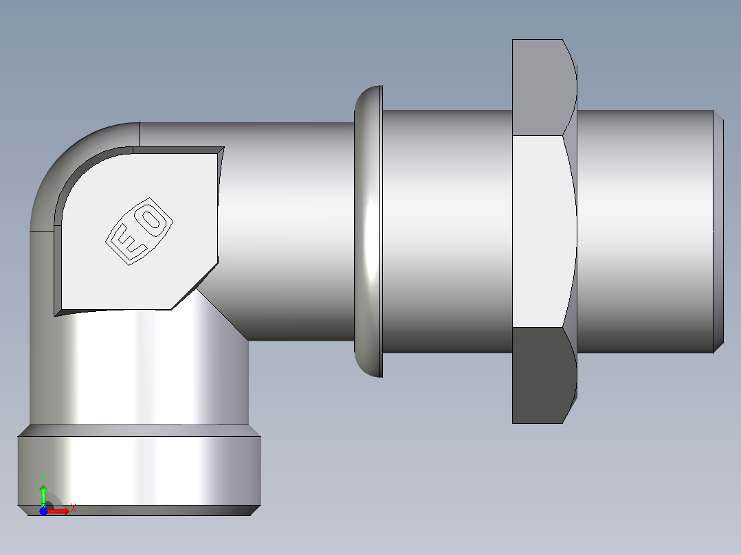卡套式工业通用硬管接头EO_Bulkhead_elbow_WSV22LOMDCF前视图