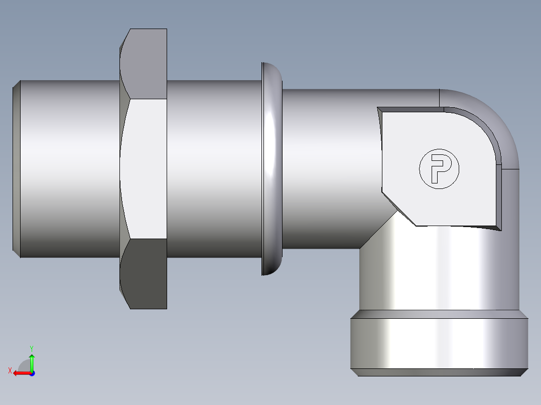 卡套式工业通用硬管接头EO_Bulkhead_elbow_WSV22LOMDCF后视图