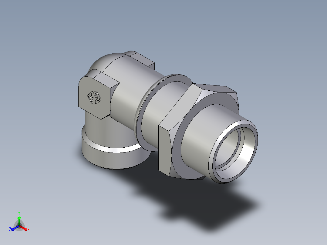 卡套式工业通用硬管接头EO_Bulkhead_elbow_WSV22LOMDCF正等轴测图